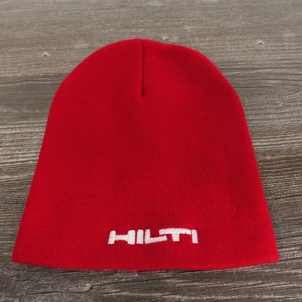 Hilti Tools Beanie Hat Mens OSFM Red Good Embroidered Logo Knit Skull Cap